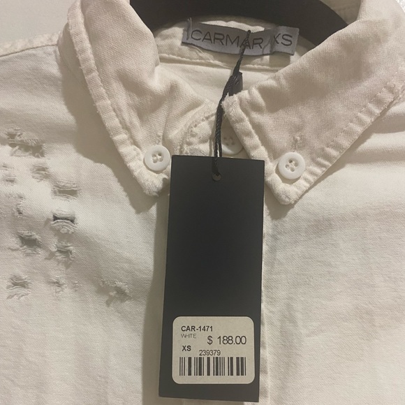 White long sleeve button up with distress - Picture 2 of 2